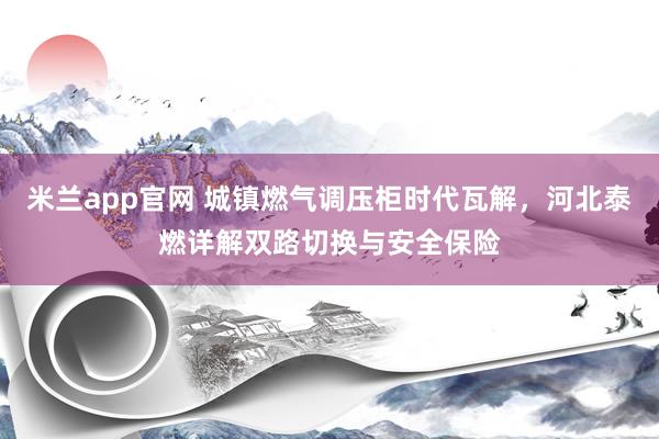 米兰app官网 城镇燃气调压柜时代瓦解，河北泰燃详解双路切换与安全保险