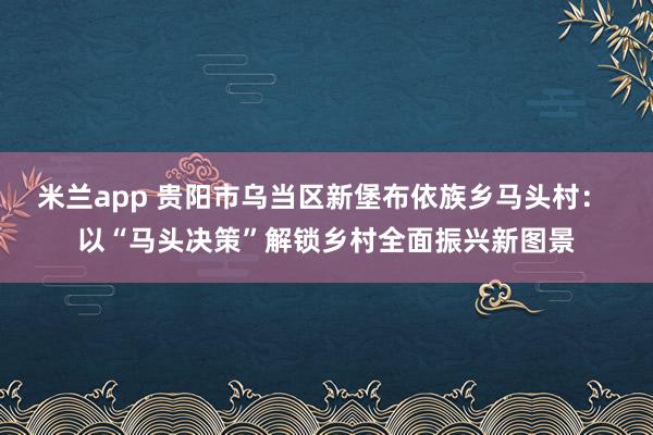 米兰app 贵阳市乌当区新堡布依族乡马头村： 以“马头决策”解锁乡村全面振兴新图景