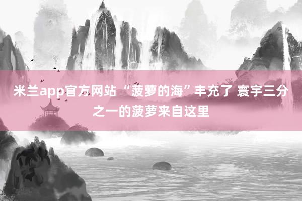 米兰app官方网站 “菠萝的海”丰充了 寰宇三分之一的菠萝来自这里