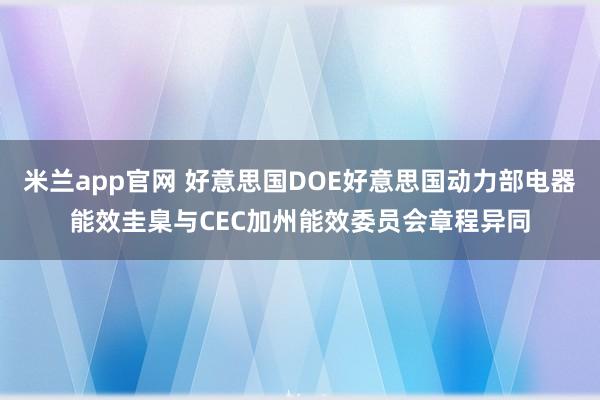 米兰app官网 好意思国DOE好意思国动力部电器能效圭臬与CEC加州能效委员会章程异同