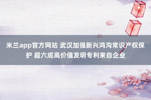 米兰app官方网站 武汉加强新兴鸿沟常识产权保护 超六成高价值发明专利来自企业