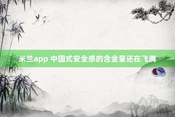 米兰app 中国式安全感的含金量还在飞腾