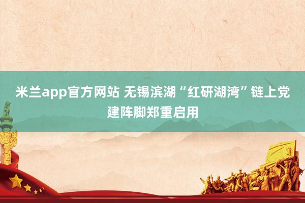 米兰app官方网站 无锡滨湖“红研湖湾”链上党建阵脚郑重启用