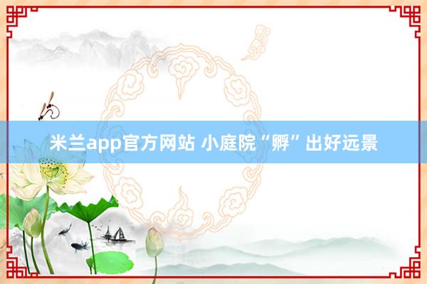 米兰app官方网站 小庭院“孵”出好远景