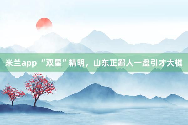 米兰app “双星”精明，山东正鄙人一盘引才大棋