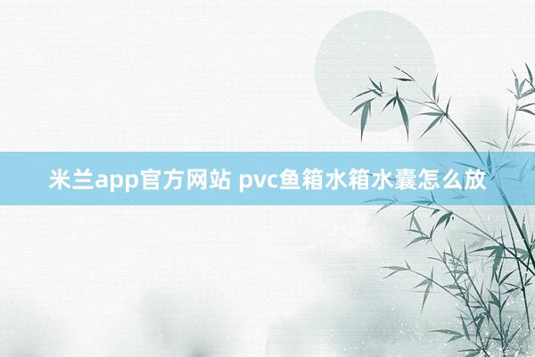米兰app官方网站 pvc鱼箱水箱水囊怎么放