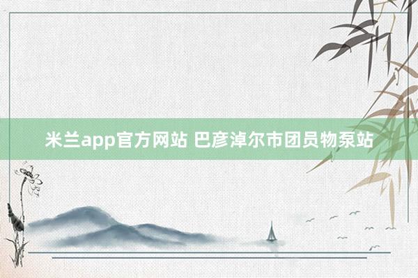 米兰app官方网站 巴彦淖尔市团员物泵站